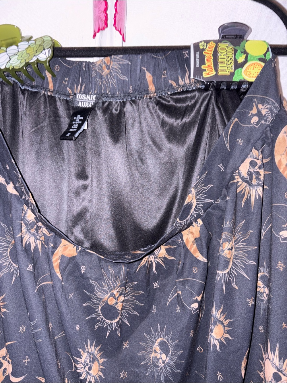 Boho Moon & Sun Print Maxi Skirt - Black - Picture 3 of 4